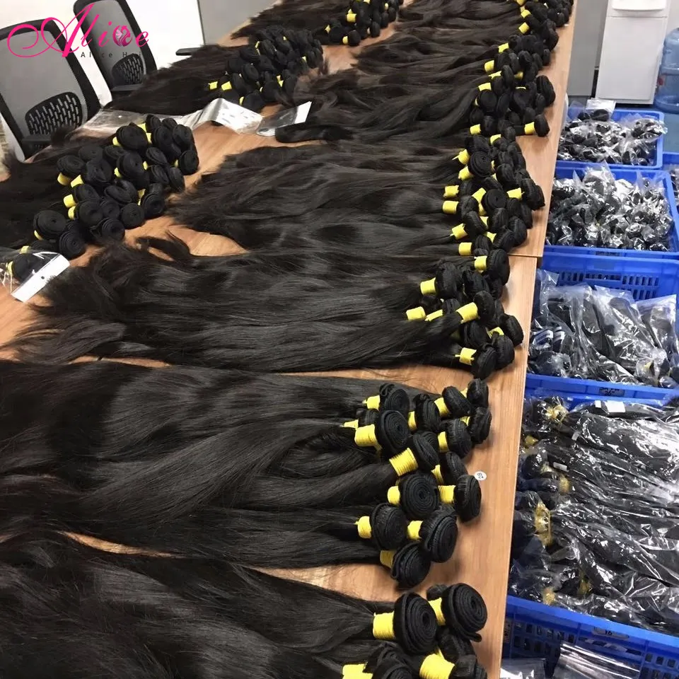 Free Sample 10a 12a Raw Indian Virgin Cuticle Aligned Bundles Human Hair Extensions Vendor Mink Brazilian Hair From Single Donor