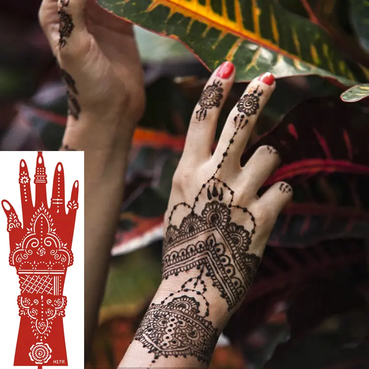 Moonlight produsen terbaik desain kustom stensil tato Henna merah dapat digunakan kembali