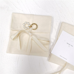 CH Custom Size 15*20 20*20 25*30 30*40cm Cotton Canvas Travel Clothing Bag Jewelry Packing Tied String <b>Envelope</b> Dust Bag - Product Image 2