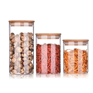 Frasco de Vidrio Transparente para Almacenamiento de Alimentos con Tapa de Bambú, Diámetro 65/85/100mm, Contenedor de Almacenamiento para Cocina - Product Image 3
