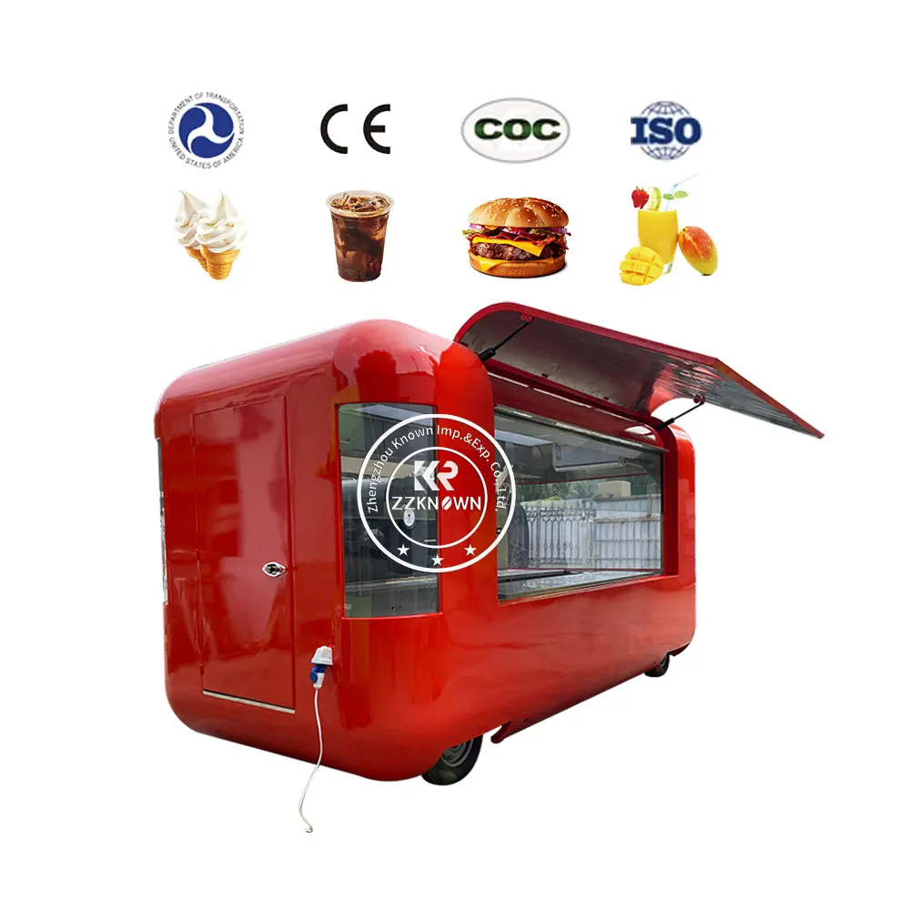 2024 Design moderne 2 places Royal Mobile Vending Car Food Truck Remorque mobile avec équipements de cuisine complets