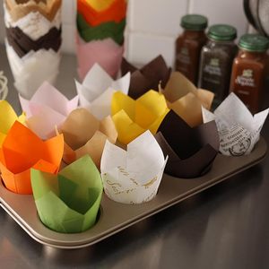 Đầy màu sắc Tulip cupcake lót hotselling Trắng Muffin wrapper đa-lựa chọn màu Đỏ Mousse đứng Baking cốc giấy trường hợp màu xanh màu hồng - Product Image 3