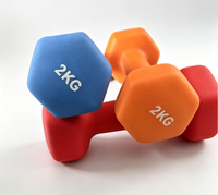 Haltères hexagonaux en fonte revêtue de néoprène, 2 kg, pour femmes, exercices de fitness, relaxation musculaire, directement de l'usine