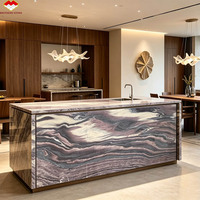 Panneau mural moderne en marbre violet Kinawa italien imperméable pour salon, escalier et salle de bain