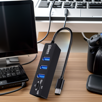 HUB USB2.0 3-Port Dengan Combo 6-in-1 Termasuk Pembaca Kartu SD/MMC/Mini SD/TF untuk Transfer Data Efisien 480Mbps