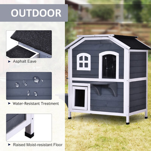 <span class=keywords><strong>Petsfit</strong></span> Outdoor-Katzenhaus, 2-stöckiges Katzenhäuschen für draußen mit Fluchttür für Streuner und Wildkatzen, wetterfest - Product Image 6