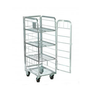 Conteneur de rouleau d'entrepôt de supermarché de cage de roulement de grillage à quatre faces de haute qualité pour le lait de livraison - Product Image 1