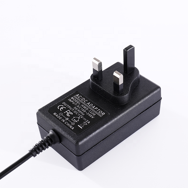 12V DC Power Adapter 3-Pin Plug-In Wall Adapter 2A 24W AC 100-240V Input US/AU/UK/EU Plug