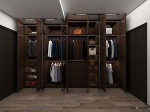 Armoire murale de chambre à coucher en bois de noyer noir de style rétro minimaliste avec grande capacité - Product Image 4