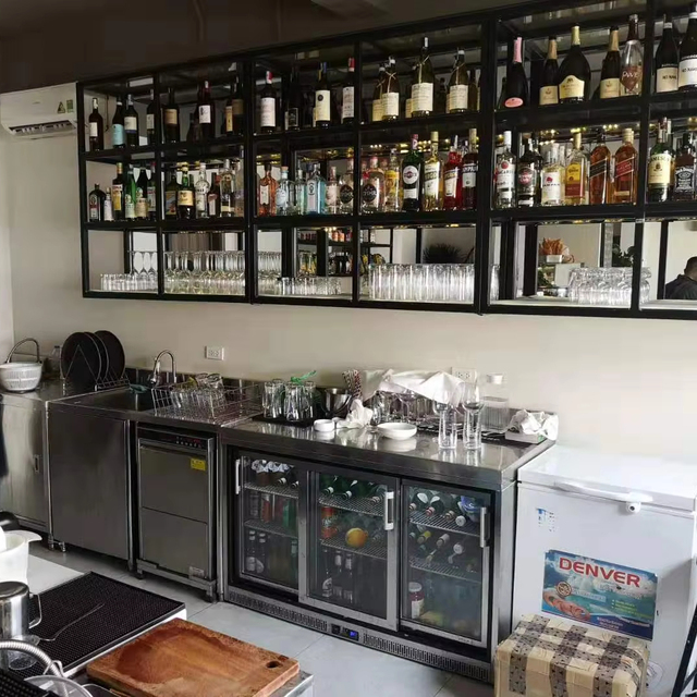 Stainless Steel Bubble Tea Counter & Milk Tea Bar Counter with Tea Workbench, Boba & Milk Tea Equipment, Chiller, Sink