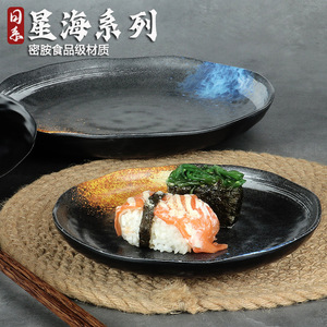 Round Melamine <b>Plate</b> Set <b>Black</b> Gold Speckle Design For Restaurant Commercial Use Party Dishes - Product Image 3