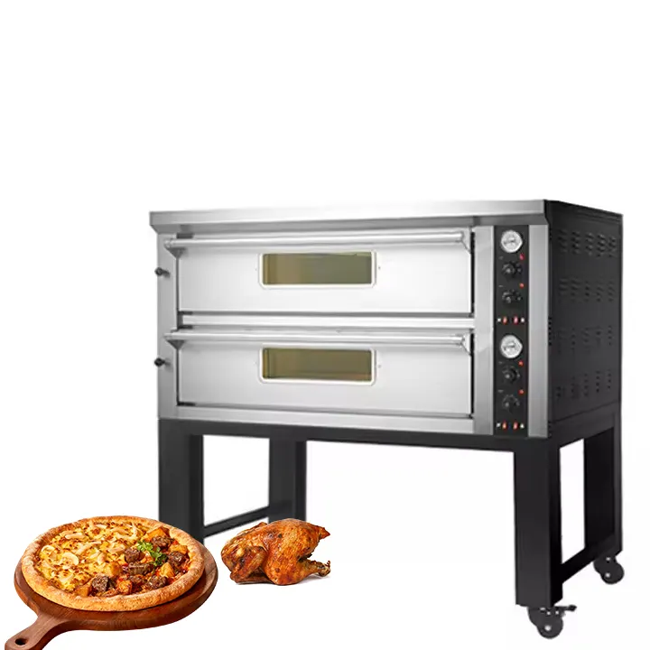 Four à pizza électrique commercial à 2 couches personnalisable de grande capacité pour un chauffage rapide, idéal pour la fabrication de pizzas