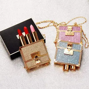3.5g chain Bag style non-stick lipstick carved surface with lipstick set