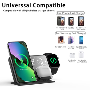 2025 nouveau support de charge sans fil pliable Portable pour <span class=keywords><strong>Airpods</strong></span> réveil chargeurs rapides pour iPhone 4 en 1 chargeur sans fil - Product Image 3