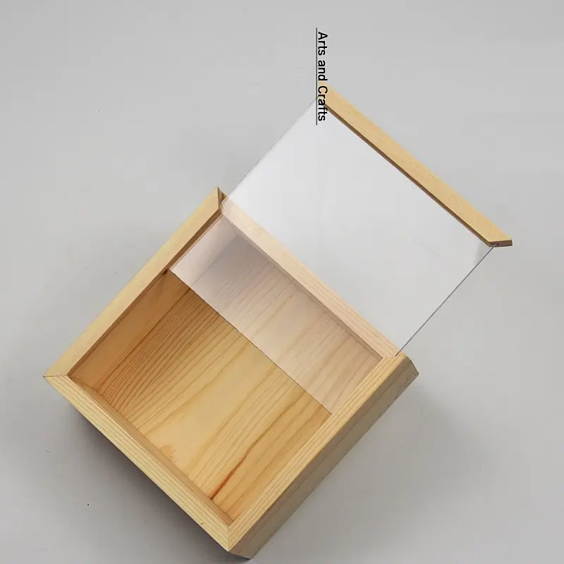 Kotak Kayu Kustom dengan Tutup Akrilik, Kotak Penyimpanan Kayu Kotak Hadiah