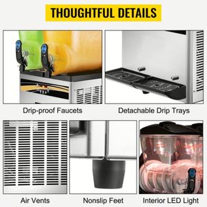 Slush Machine 2 Tanques 15L * 2 Bebida congelada 1000W Uso comercial - Product Image 5