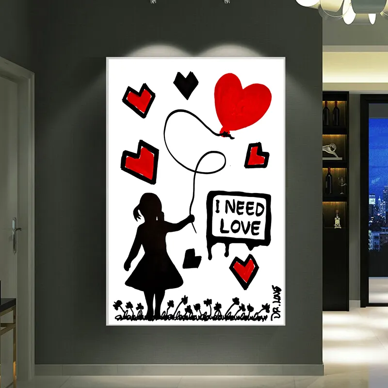 I Need Love by Dr Love Wall Art Posters Pictures Decor for Home Living Room Bedroom Artworks Tableau Prints Canvas Paintings