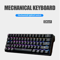 Keyboard Mekanis DK61 untuk Gamer, Papan Ketik Portabel 60% Berkabel/Nirkabel 61 Tombol