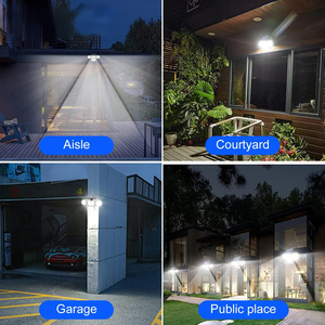 132 LED Solar Flood Security IP66 Waterproof 3-Head Multi-Angle Rotatable Spot Flood Wall Lamp Garden Landscape Outdoor Use - Product Image 4