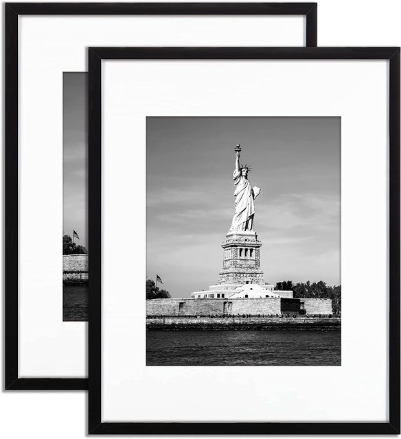 16x20 Picture Frame, Display Poster 11x14 with Mat or 16 X 20 Without Mat, Wall Gallery Photo Frames, Black