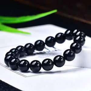 Toptan cilalı doğal Feng Shui siyah turmalin tek döngü Unisex kristal bilezik sevgililer günü hediyeleri - Product Image 1