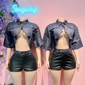 Conjunto de Ropa de 2 Piezas para Mujer, Primavera-Verano 2026, <span class=keywords><strong>Top</strong></span> y Shorts a la Moda, Ajustados, Casuales, de Spandex/Poliéster - Product Image 1