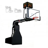 Support de basketball intelligent standard FIBA avec panneau en verre trempé, hauteur réglable, panier détachable - Équipement de terrain de jeu extérieur