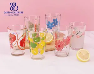 Wholesale customized 8OZ popular cheap specialized decor printing drinking glass machine pressed glass water juice tea cup