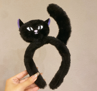 Serre-tête fantaisie en peluche motif araignée de dessin animé et chat noir pour Halloween, serre-tête 3D sombre, accessoire de coiffure unique et nouveau style