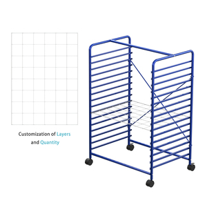 カスタムメタルブルーアート染色ラック、家庭用、トレーニングスクール用のキャスター付き塗装保管ホルダー - Product Image 2