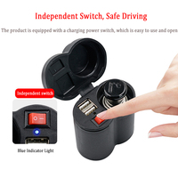 Chargeur allume-cigare de moto double USB au design moderne avec interrupteur Chargeur de téléphone de vélo pour moto