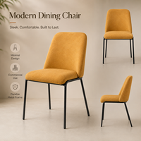 Chaise de salle à manger moderne de luxe rembourrée sans accoudoirs, couleur moutarde, confortable, design, pour hôtel, restaurant, mobilier commercial