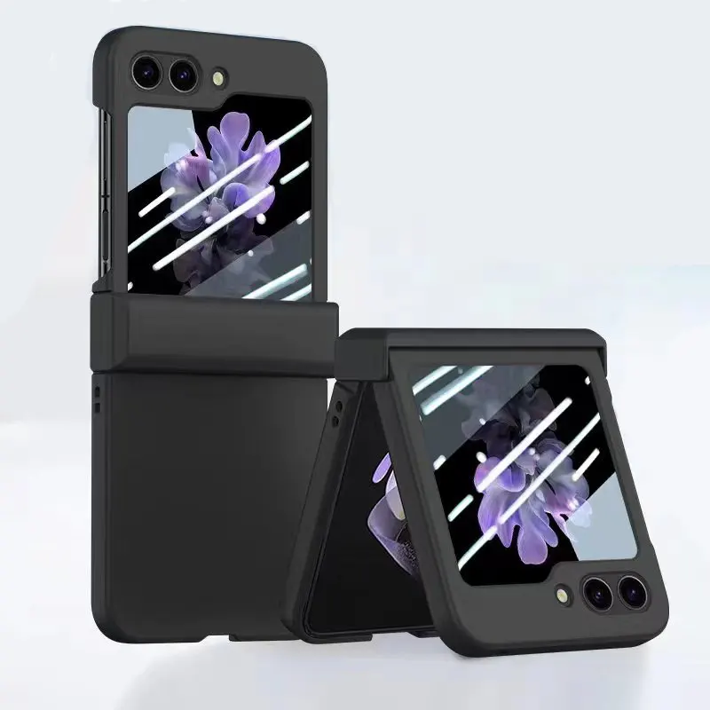 サムスンZFLIP5ケース用360フルカバー超薄型マットPCガラス折りたたみ式電話ケース