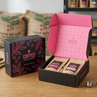AT PACK Boîtes d'emballage de luxe en papier rose noir pour café, coffret cadeau pour expédition postale ondulée
