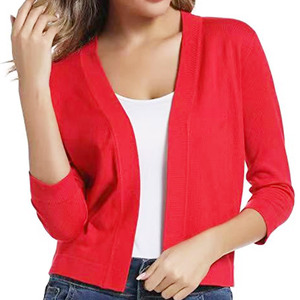 Cardigan Corto da Donna a Maniche 3/4, Monocolore, Aperto sul Davanti, in Maglia, Stile <span class=keywords><strong>Bolero</strong></span>, per Business Casual, <span class=keywords><strong>Nero</strong></span> - Product Image 6