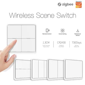 4 Gang Tuya ZigBee Wireless 12 Scene Switch Mechanical Push Button Controller Battery Powered Smart Home Automation Scenario Swi