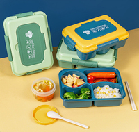 Boîte Bento Carrée Réutilisable en Plastique PP Syh684, Compatible Micro-ondes, Contenant Repas Tiffin 1-3L, Niveau Unique, Grille Imprimée, Rangement pour Enfants