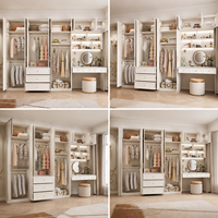 Armoire moderne avec étagères de rangement à niveaux et coiffeuse intégrée, certifiée FSC, meuble de rangement pour chambre à coucher