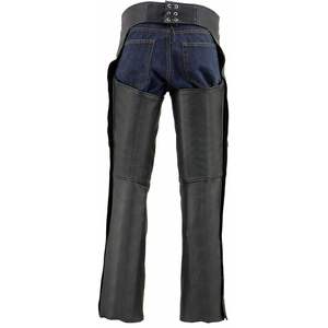 2025 hommes moto et course automobile porter noir Prime cuir zippé cuisse poche-chaps SH1190 maille doublé Rider Chap - Product Image 6