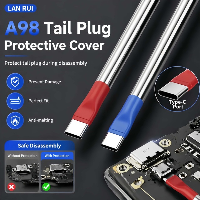 Lanrui A98 Charging Port Anti-Melt Protective Cover Ensures Safe Removal of Type-C Ports and Prevents Damage During Repair.