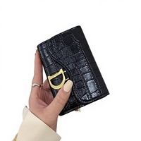 Dompet Kartu Wanita Motif Kulit Buaya PVC Grosir, Dompet Pendek Ultra Tipis Multi-Slot, Logo Custom