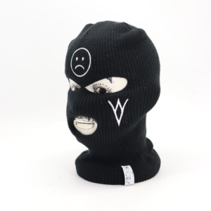 Passamontagna Sportivo in Acrilico Lavorato a Maglia per Uomo, con 1 2 3 Fori, Nero, con Logo Ricamato, Personalizzabile, Vendita all'Ingrosso - Product Image 5