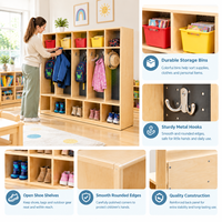 Casiers, casiers à compartiments, crochets, mobilier moderne Montessori pour enfants, armoires en bois pour garderies, organisation de salle de classe personnalisable