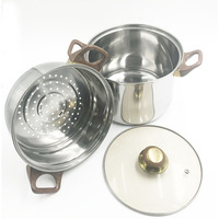 Cuisinière vapeur pour restaurant, en acier inoxydable, avec couvercles en verre, poignée en bakélite, cuiseur vapeur pour couscous