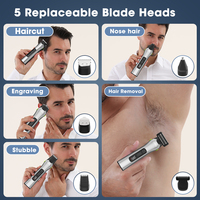 Kit de toilettage pour homme Lanumi 925, 5 en 1, étanche IPX6, tondeuse à barbe sans fil USB, tondeuse à poils de nez, rasoir avec écran LCD