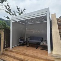 Pergola bioclimatique en aluminium à lames orientables motorisée, imperméable, pour jardin, terrasse, avec revêtement en poudre