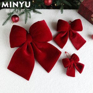 Grand nœud <span class=keywords><strong>de</strong></span> Noël en flanelle rouge, pendentif en forme <span class=keywords><strong>de</strong></span> papillon, décoration d'arbre pour les fêtes <span class=keywords><strong>de</strong></span> mariage, vente en gros d'usine - Product Image 2