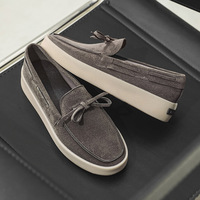 Chaussures décontractées basses noires à enfiler pour hommes en faux daim, avec soutien de la voûte plantaire, design de luxe, jetables, à ressort, prix bas