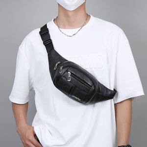 JINGPIN Men's Chest Bag PU Leather Durable Crossbody Bag Everyday Outfits Casual Sports Waist Bag - Product Image 2