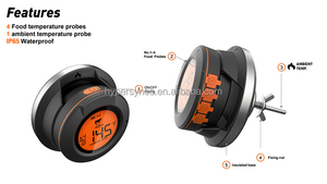 Thermomètre numérique sans fil intelligent Hypersynes AT-02 Bluetooth 5.1, outil <span class=keywords><strong>de</strong></span> cuisine en forme <span class=keywords><strong>de</strong></span> dôme, 2 sondes, portée 60+M, capteur 0-300 130cm - Product Image 2